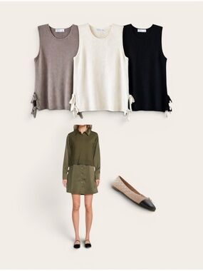 ✨ Time & Tru Sweater Tank Bundle (3) | Black Ivory Taupe | Side Tie